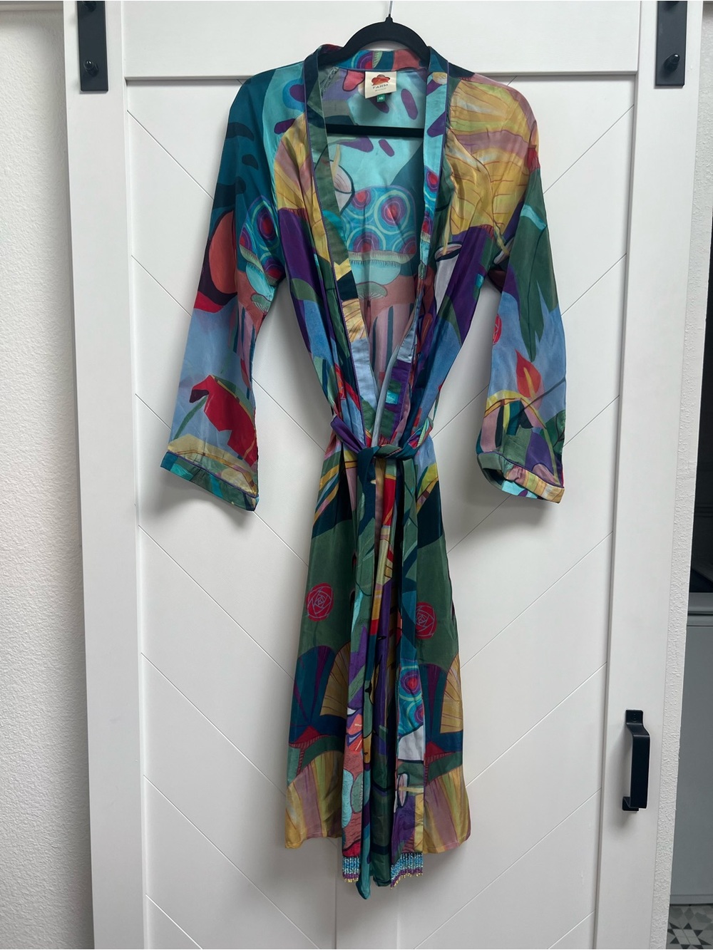 FARM Rio Multicolor Abstract Long Kimono Jacket